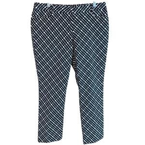 Express Womens Pants Black White Geometric Columnist High Rise Stretch 12R